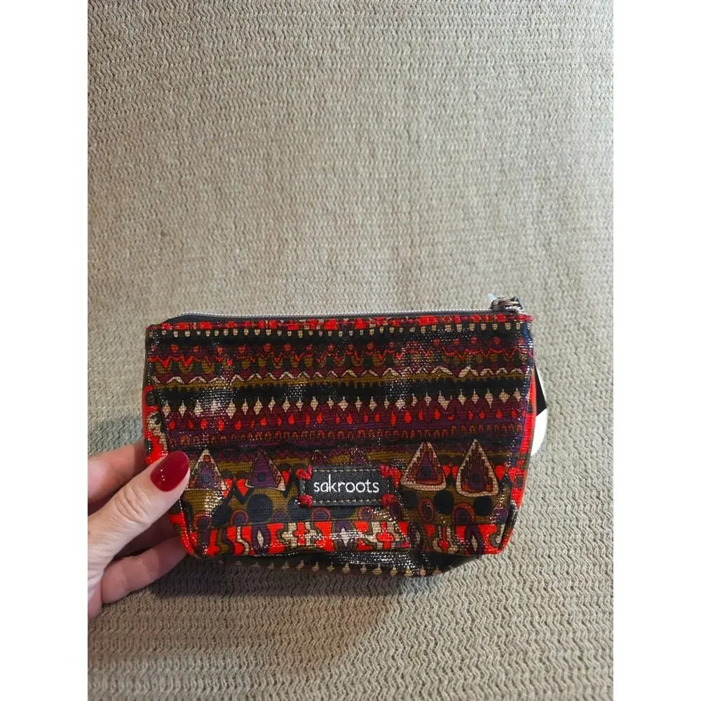 Sakroots Makeup VinylZipBag Embroidered Gold & Purple Elephant NWT But Worn Pull - Picture 4 of 8